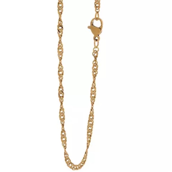 18k Gold Plated Twisted Link Chain Necklace 18" - Picture 3 of 4